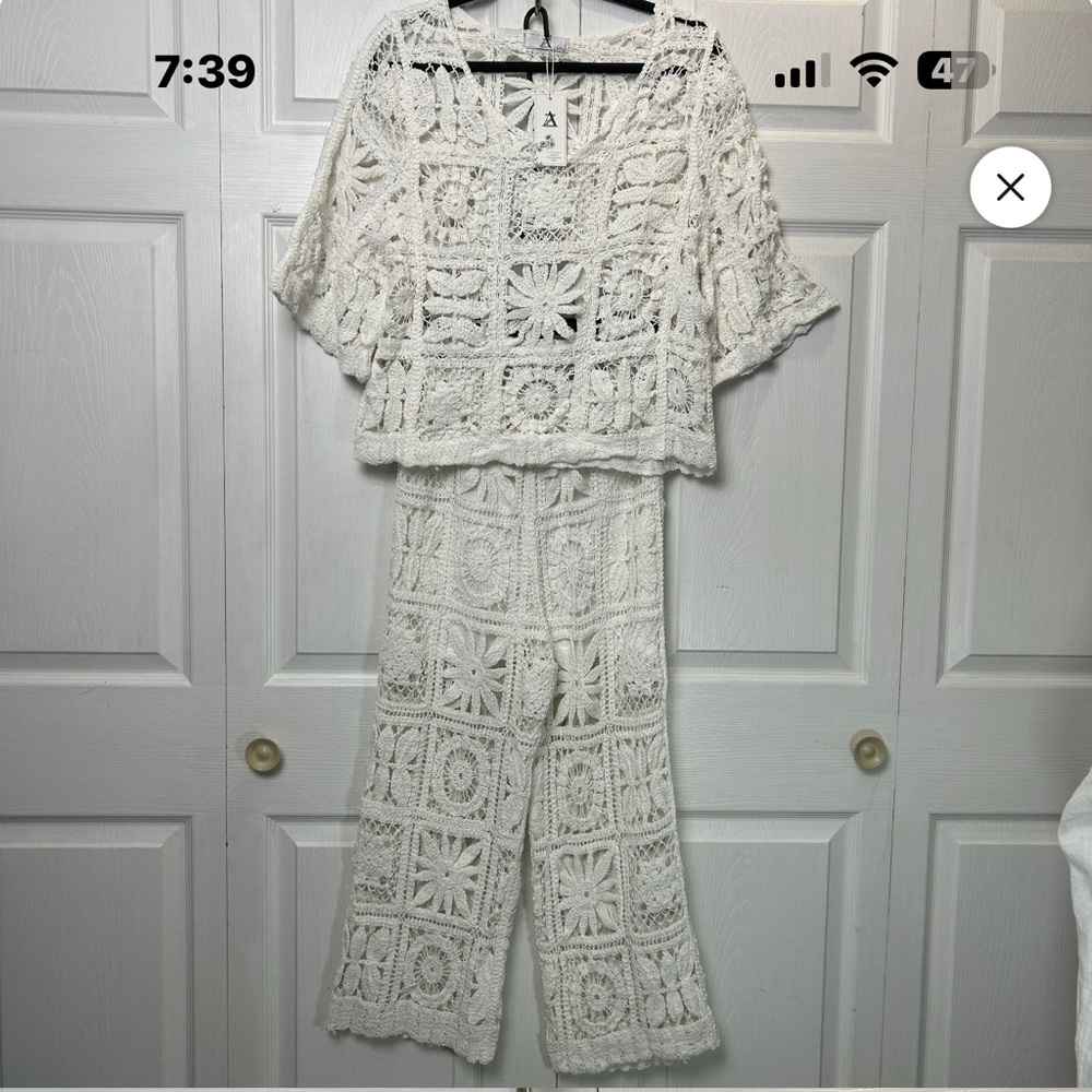 Elegant White Crochet 2pc set